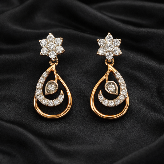 Floral Swirl drop Earrings | 0.19ct Round Cut Lab Grown Diamonds