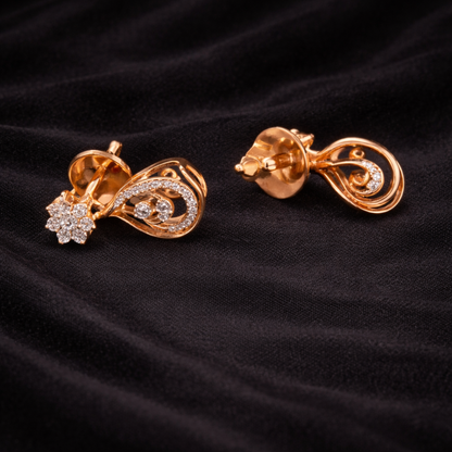 Floral Swirl drop Earrings | 0.19ct Round Cut Lab Grown Diamonds