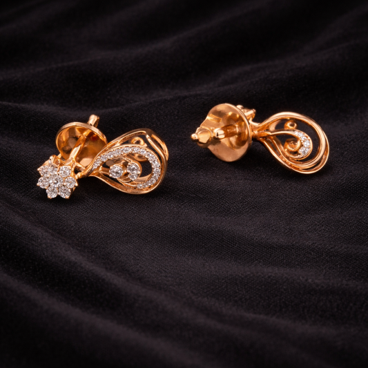 Floral Swirl drop Earrings | 0.19ct Round Cut Lab Grown Diamonds