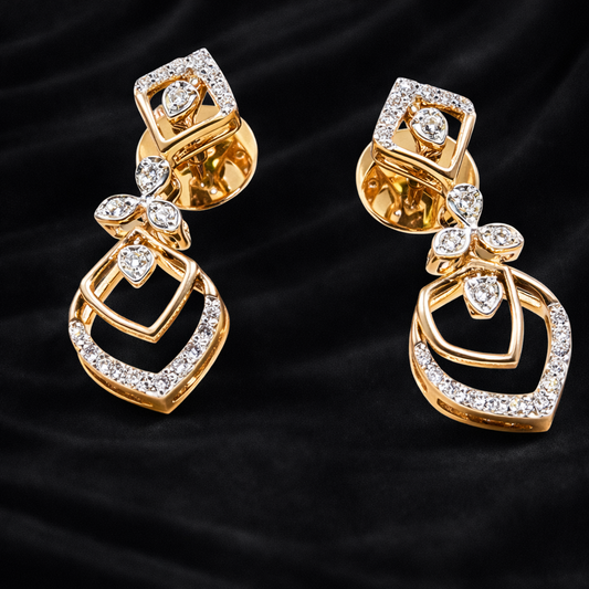 Geometric Floral Danglers | 0.18ct Round Lab-Grown Diamonds