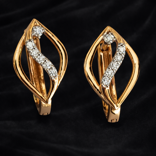 Elegant Marquise Curve Earrings | 0.16ct Round Cuts