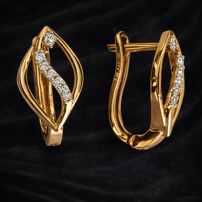 Elegant Marquise Curve Earrings | 0.16ct Round Cuts