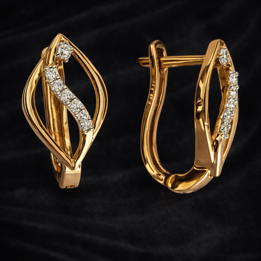 Elegant Marquise Curve Earrings | 0.16ct Round Cuts