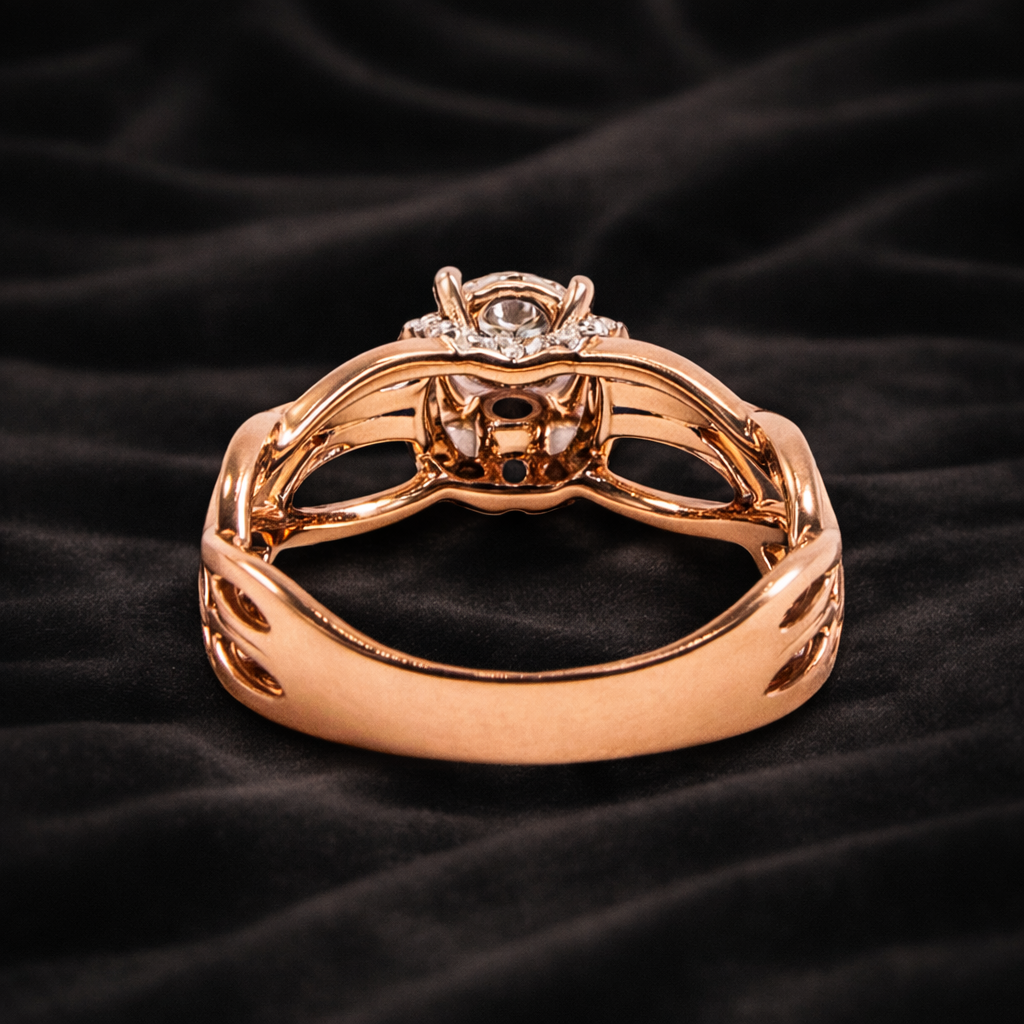 0.92 ct Round Solitaire in Twisted Branch Design with Halo