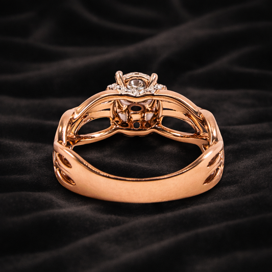 0.92 ct Round Solitaire in Twisted Branch Design with Halo