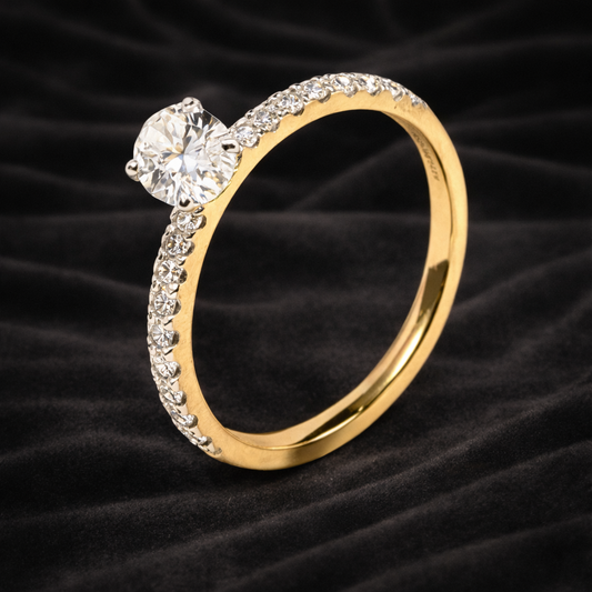 0.78 ct Oval Solitaire Ring with Pavé Band