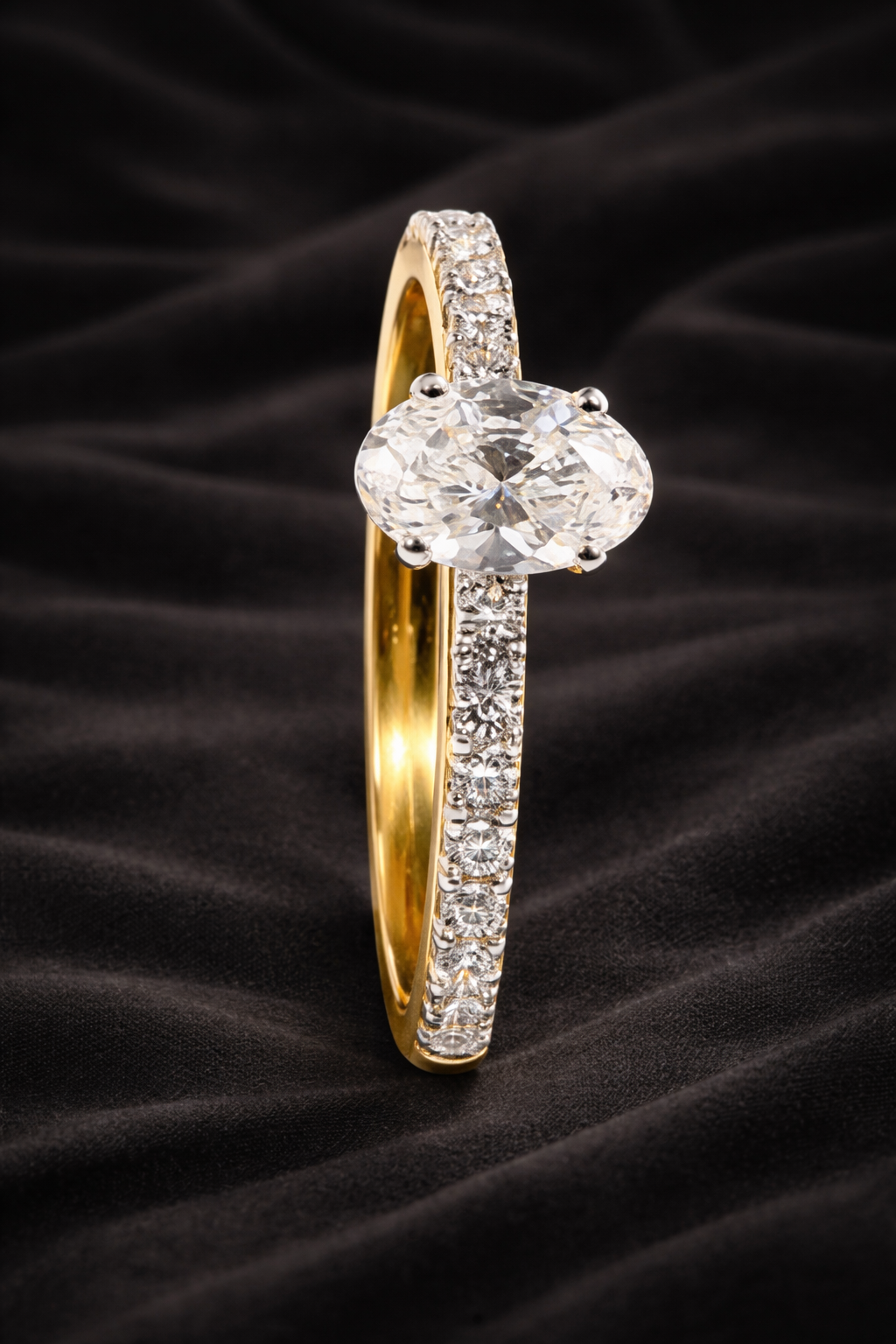 0.78 ct Oval Solitaire Ring with Pavé Band