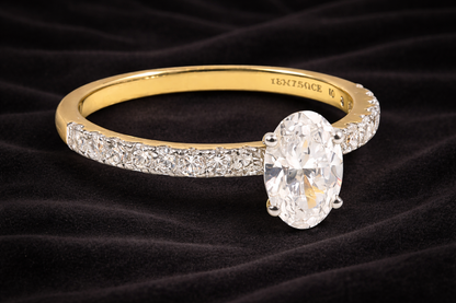 0.78 ct Oval Solitaire Ring with Pavé Band