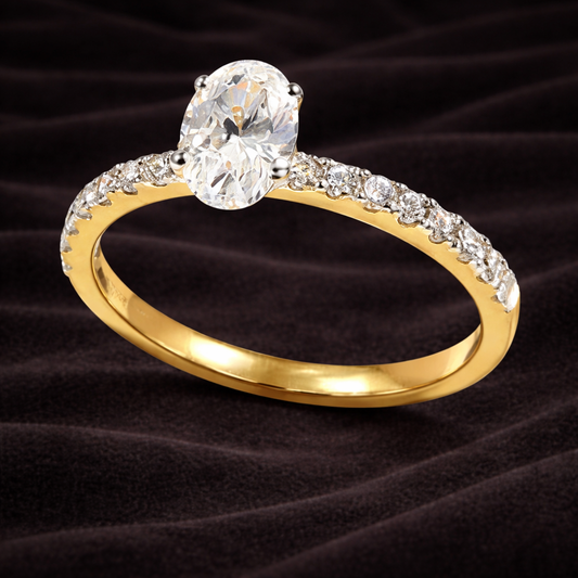0.78 ct Oval Solitaire Ring with Pavé Band