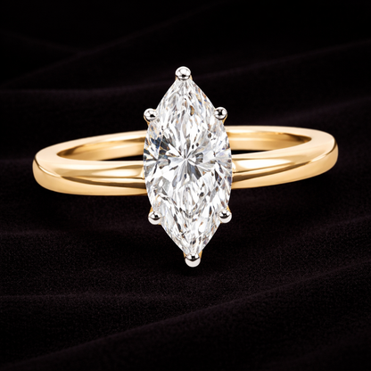 0.81 ct Marquise-Cut Solitaire Ring with Double Band