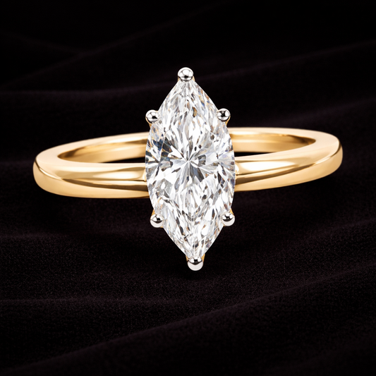 0.81 ct Marquise-Cut Solitaire Ring with Double Band
