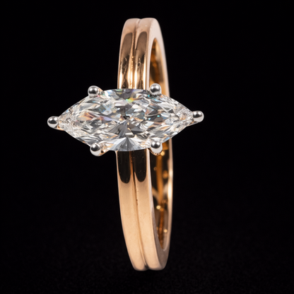 0.81 ct Marquise-Cut Solitaire Ring with Double Band