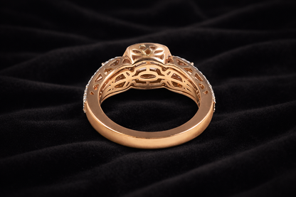 1.80ct Cushion-Cut Diamond Halo Ring with Side Solitaires