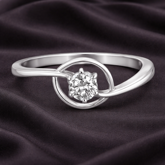 Elegant Twisted Band Ring with 0.18 Carat Round Solitaire Diamond