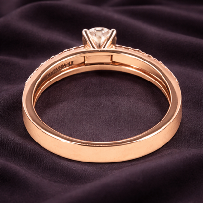 Nature-Inspired 0.44 Carat Round Solitaire Diamond Ring with Veined Branch Detailing