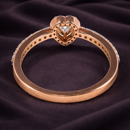 0.29 Carat Heart-Shaped Lab-Grown Diamond Ring with Halo and Diamond-Encrusted Band