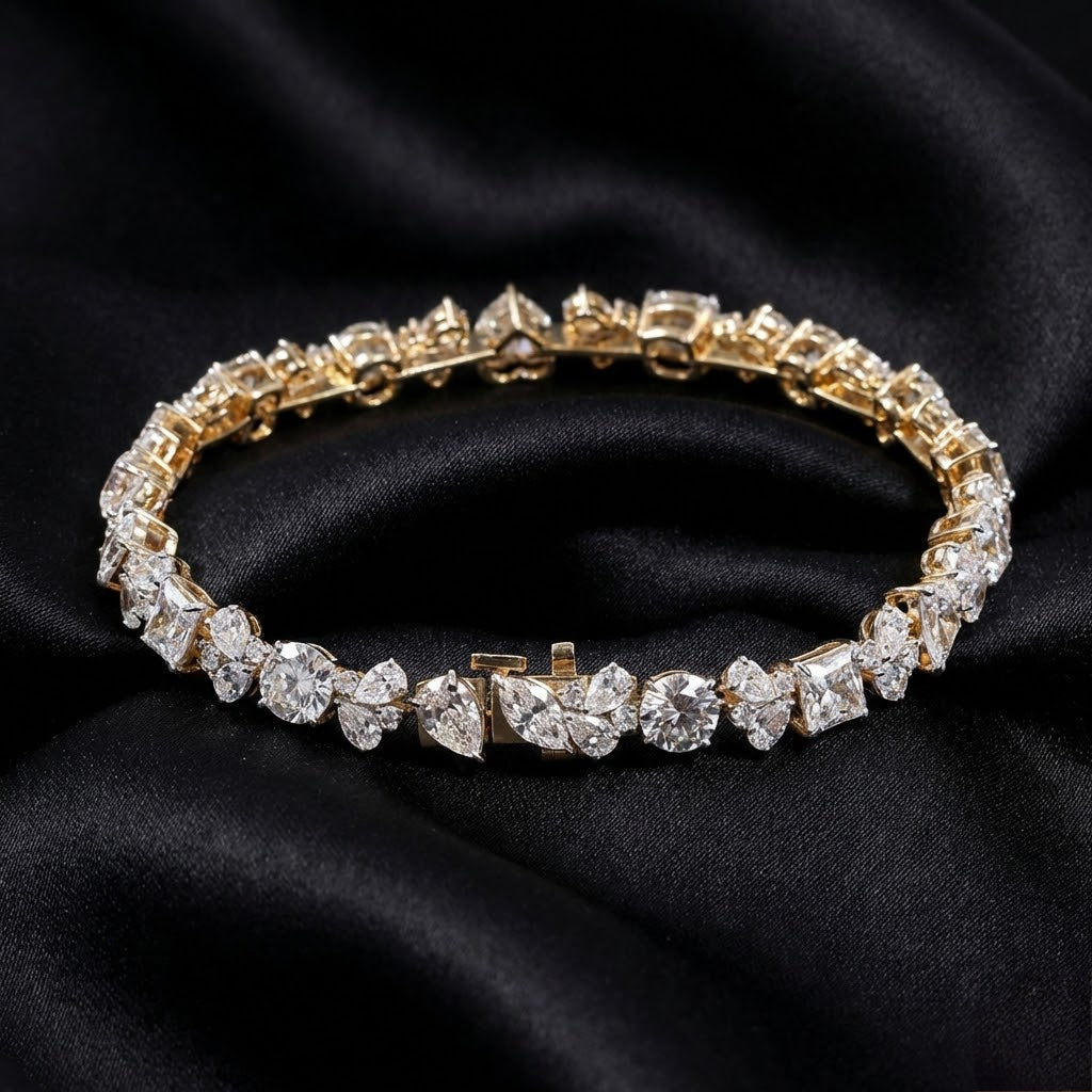 10 Carat Multi-Cut Lab-Grown Diamond Statement Bracelet