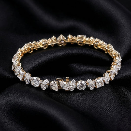 10 Carat Multi-Cut Lab-Grown Diamond Statement Bracelet