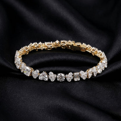 10 Carat Multi-Cut Lab-Grown Diamond Statement Bracelet