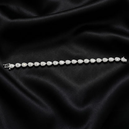 7ct Lab-Grown Pear and Round Diamond Halo Link Bracelet