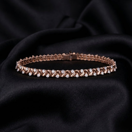 1.2ct Lab-Grown Diamond Gold Heart Link Bracelet