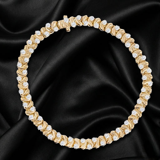 1.2ct Lab-Grown Diamond Gold Heart Link Bracelet