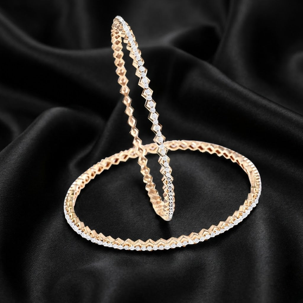 2.3 ct Lab-Grown Diamond Geometric Pattern Bangles
