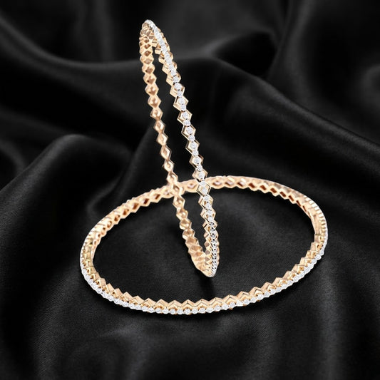 2.3 ct Lab-Grown Diamond Geometric Pattern Bangles