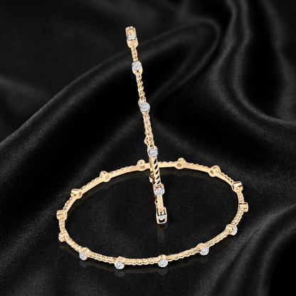1.5ct Round Cut Lab Diamond Twisted Gold Bangles