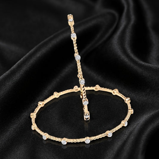 1.5ct Round Cut Lab Diamond Twisted Gold Bangles