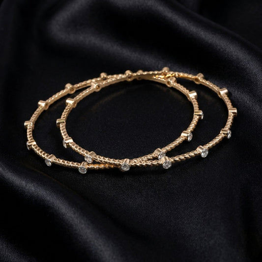 1.5ct Round Cut Lab Diamond Twisted Gold Bangles