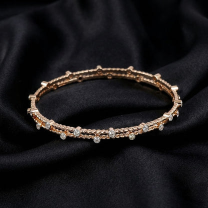 1.5ct Round Cut Lab Diamond Twisted Gold Bangles