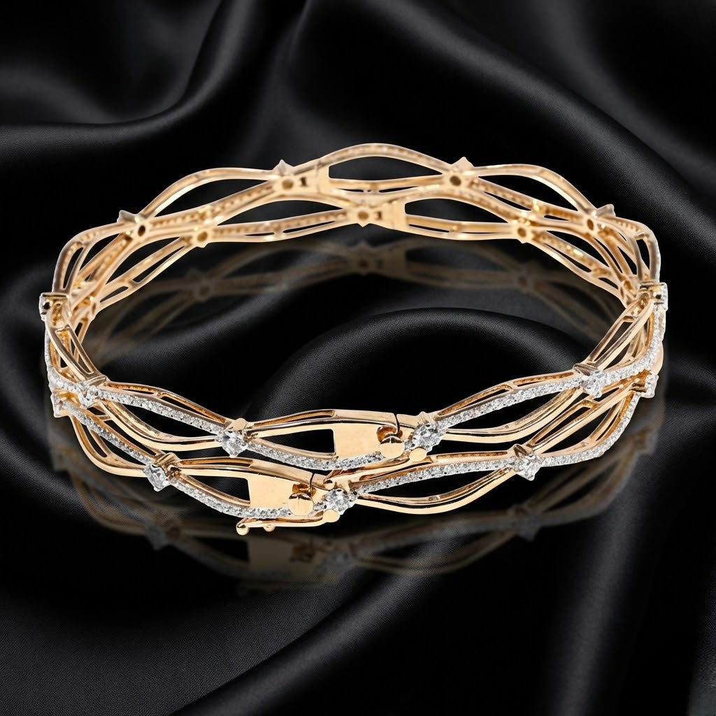 2.8ct Lab-Grown Diamond Alternating Sparkle Band Bangles