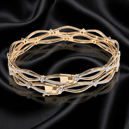 2.8ct Lab-Grown Diamond Alternating Sparkle Band Bangles