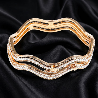 4.7ct Lab Grown Dazzling Dual-Toned Wavy Bangle