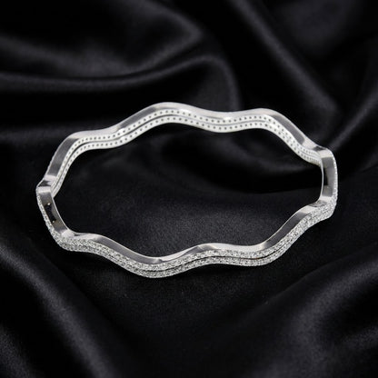2.7 ct White Gold Wavy Silhouette Lab-Grown Diamond Bangle Set