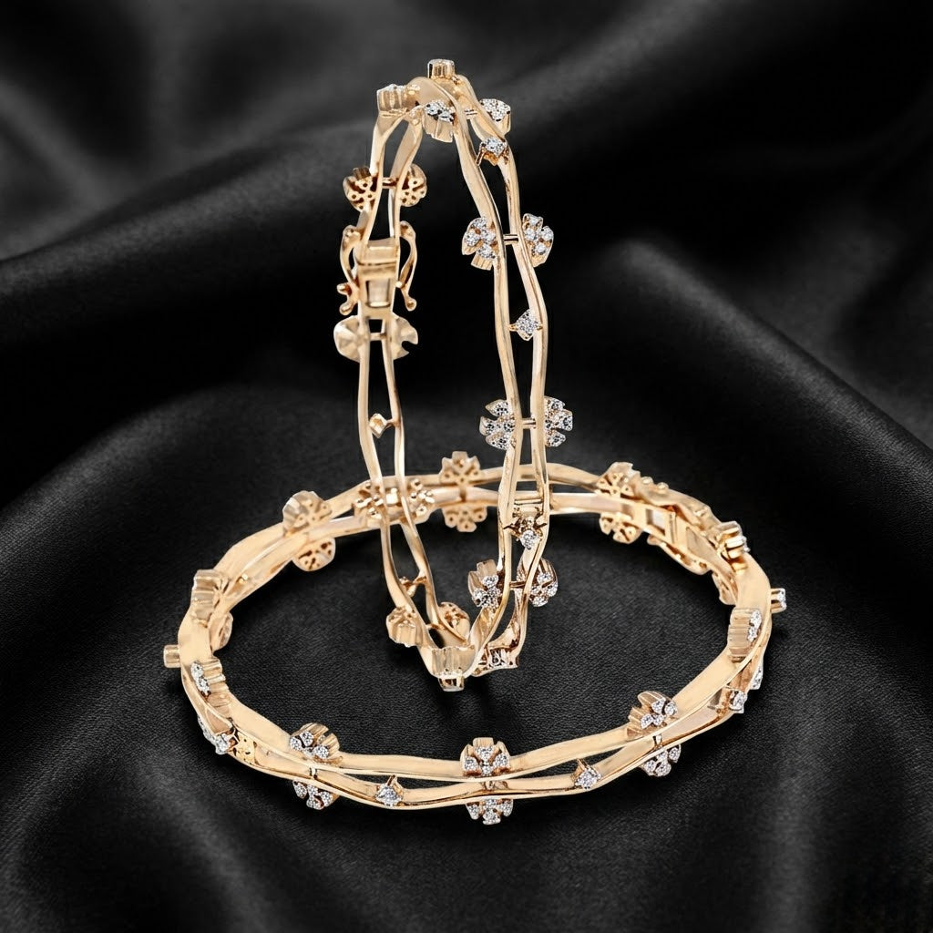 2.6 ct Floral Waves: Openable Lab-Grown Diamond Bangles