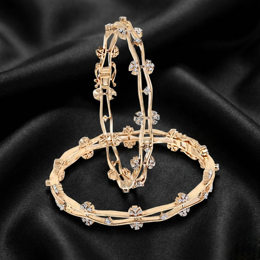 2.6 ct Floral Waves: Openable Lab-Grown Diamond Bangles