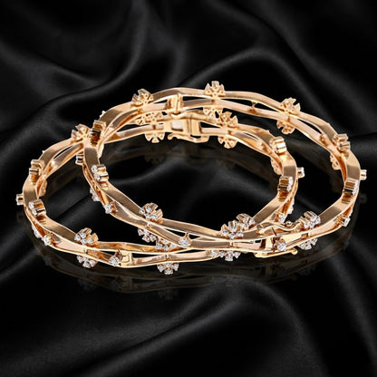 2.6 ct Floral Waves: Openable Lab-Grown Diamond Bangles