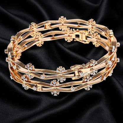 2.6 ct Floral Waves: Openable Lab-Grown Diamond Bangles