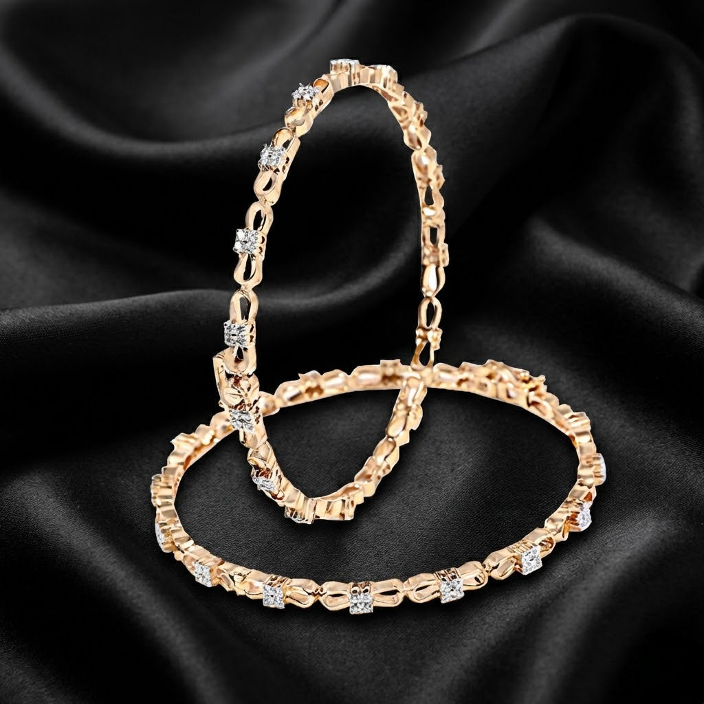 1.64 ct Gathered Ribbon Lab-Grown Diamond Gold Bangle Set