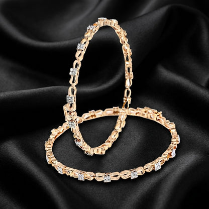 1.64 ct Gathered Ribbon Lab-Grown Diamond Gold Bangle Set