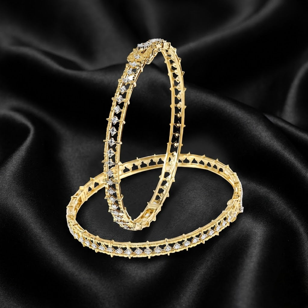 2.2 ct Ethereal Link Lab-Grown Diamond Gold Bangle Set