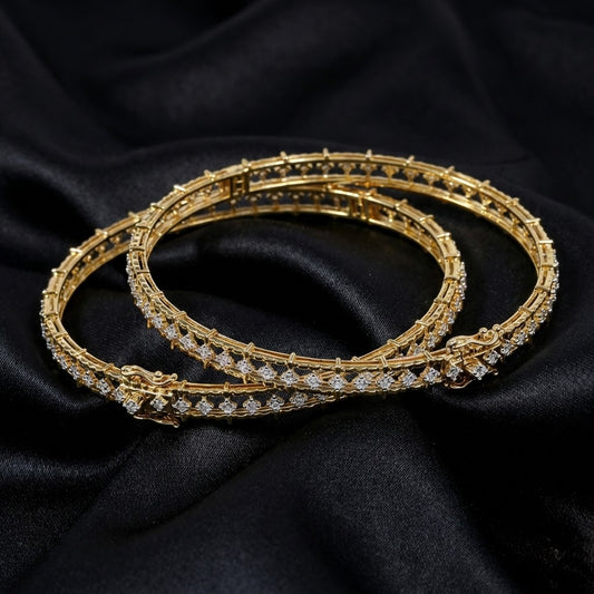 2.2 ct Ethereal Link Lab-Grown Diamond Gold Bangle Set