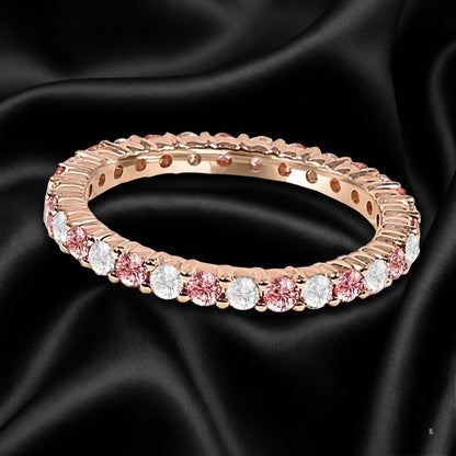 0.97 ct Diamond Eternity Band with White and Champagne Pink Diamond