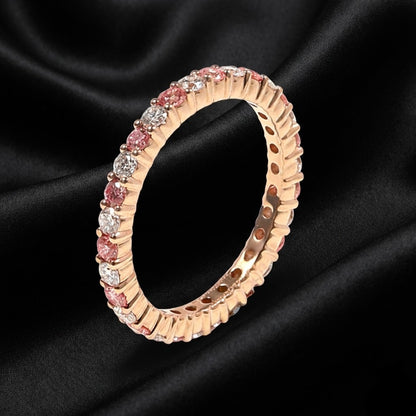 0.97 ct Diamond Eternity Band with White and Champagne Pink Diamond