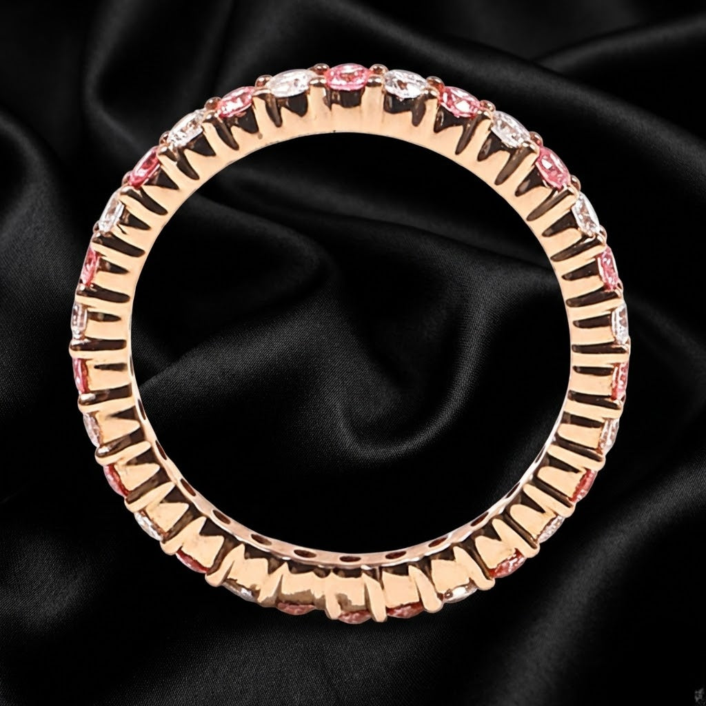 0.97 ct Diamond Eternity Band with White and Champagne Pink Diamond