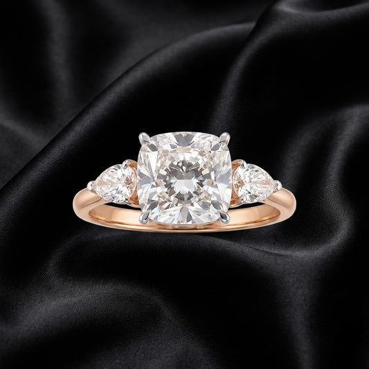 2.17 ct Cushion-Cut Diamond Ring with Side Accent Stones