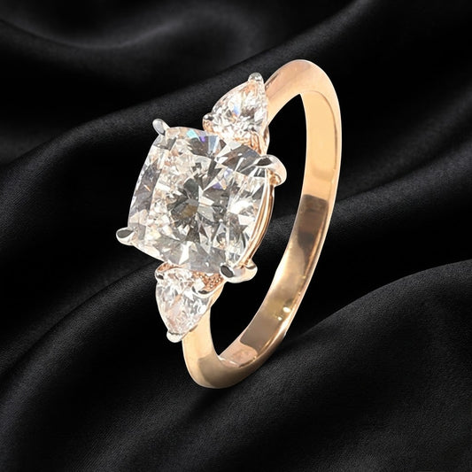 2.17 ct Cushion-Cut Diamond Ring with Side Accent Stones