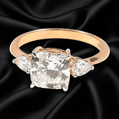 2.17 ct Cushion-Cut Diamond Ring with Side Accent Stones